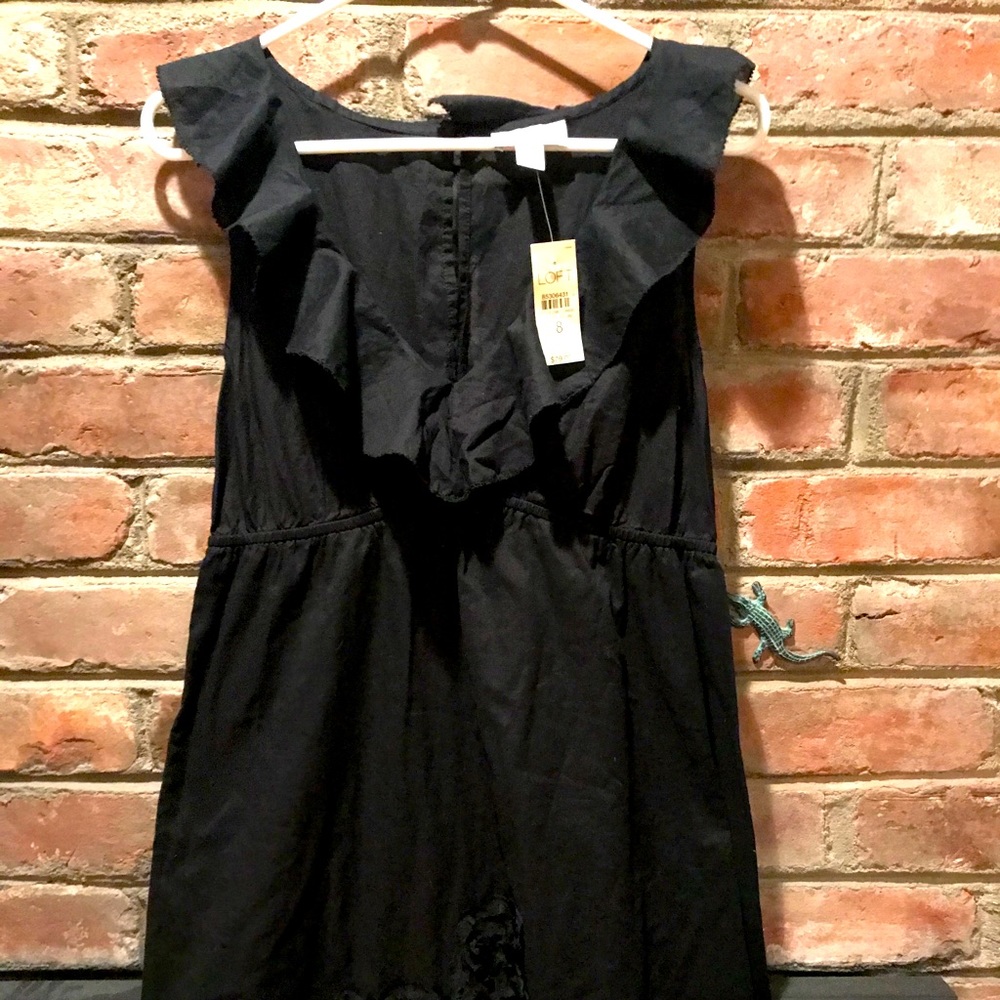 Ann Taylor Loft Black Ruffle Dress with tags